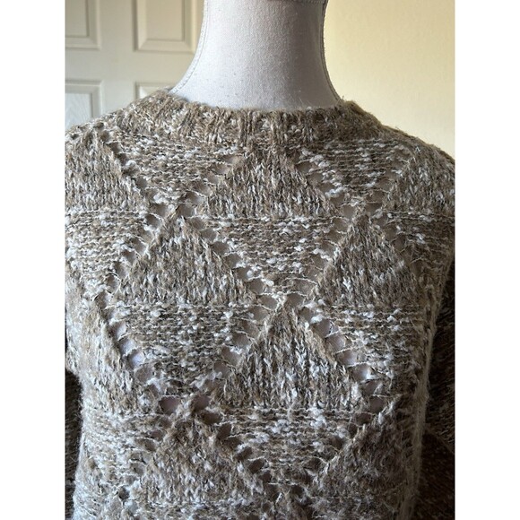 Le Chois Womens Sweater Medium Light Brown Pullover Round Neck Long Sleeves - Picture 8 of 15